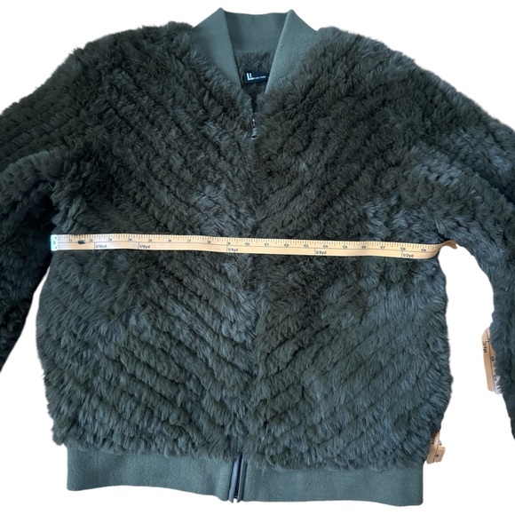 Love Token Faux Fir army Green Bomber Jacket Size M - Picture 2 of 7